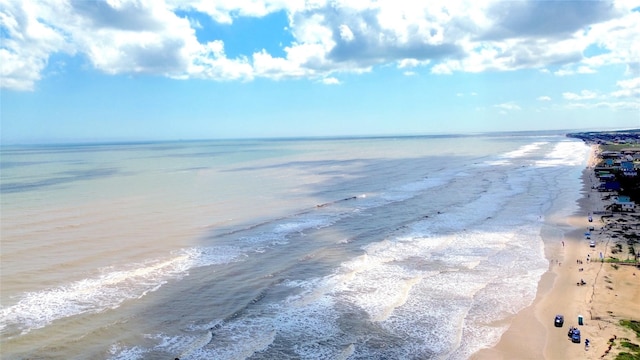 property view of water featuring a beach view