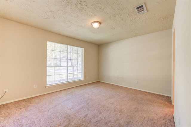 empty room with carpet flooring and a textured ceiling