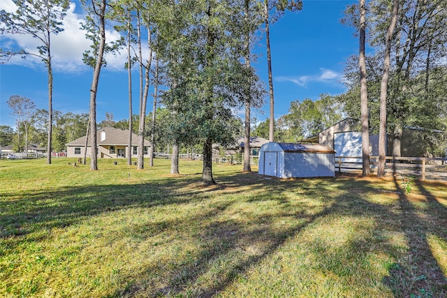 view of yard with a shed