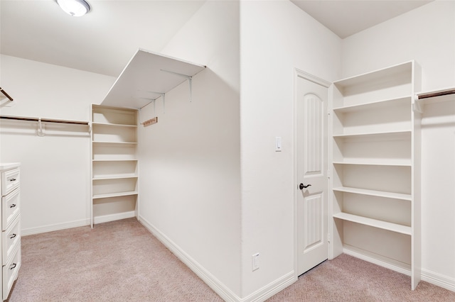 spacious closet with light colored carpet