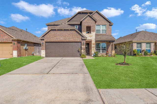 view of front of home with a front lawn