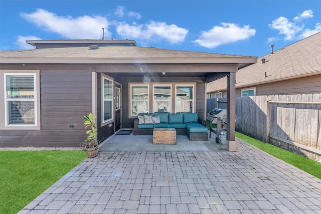 view of patio / terrace featuring an outdoor living space