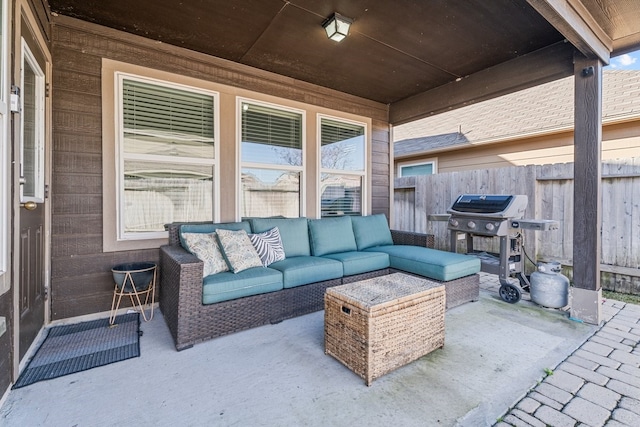 view of patio featuring an outdoor hangout area and grilling area