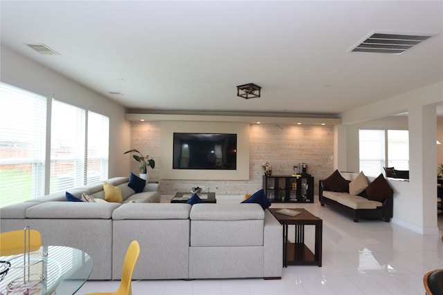 view of tiled living room