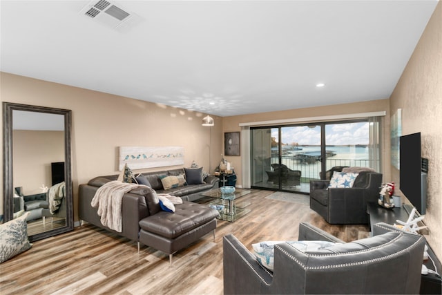 living room featuring light hardwood / wood-style flooring