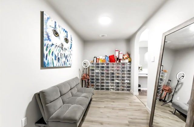 living area with light wood-type flooring