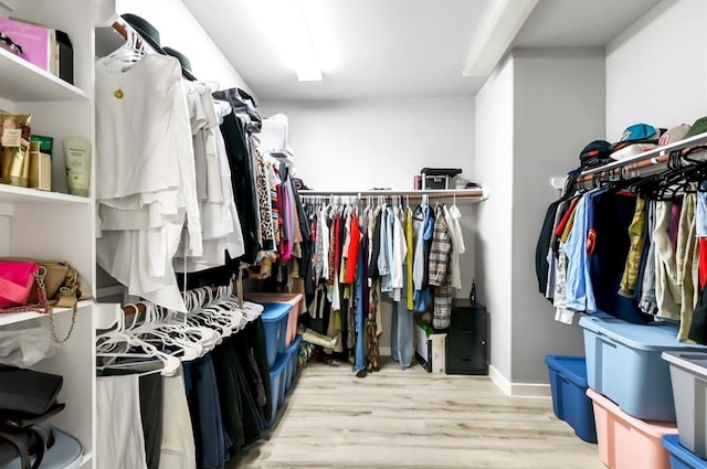 spacious closet with light wood-type flooring