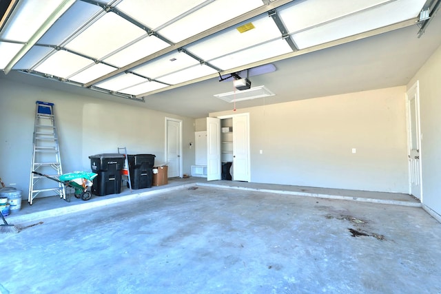 garage with a garage door opener