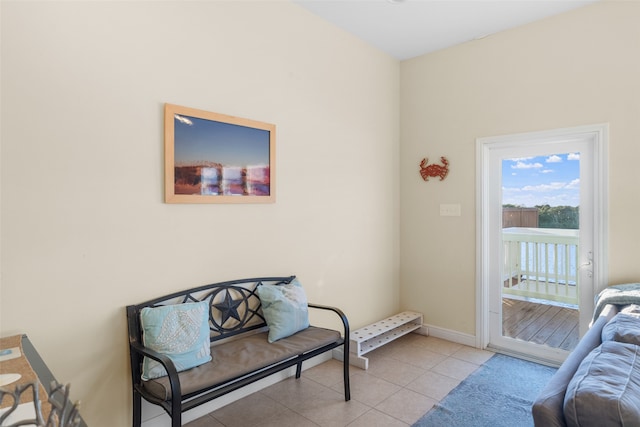 sitting room with light tile patterned floors