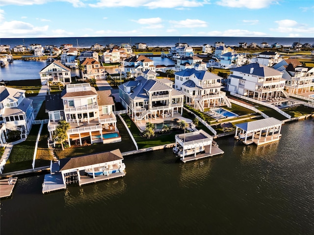 bird's eye view featuring a water view