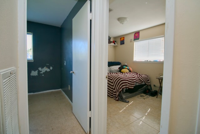 interior space featuring light tile patterned floors