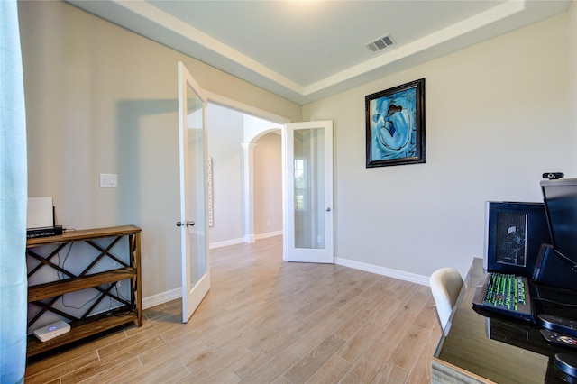 home office with french doors