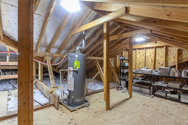 attic featuring water heater