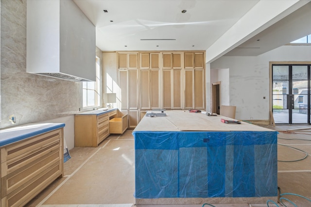 interior space with light brown cabinetry