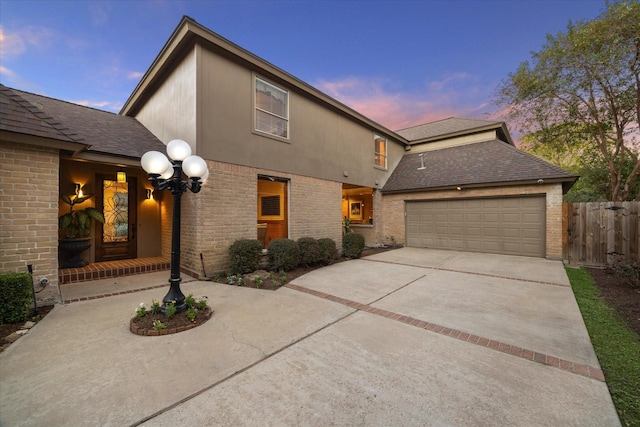 view of front of house with a garage