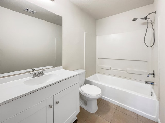 full bathroom with tile patterned floors, vanity, toilet, and bathing tub / shower combination