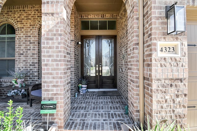 property entrance with french doors