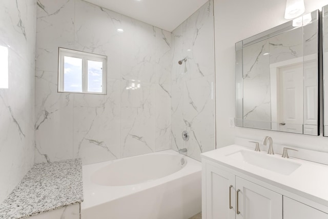 bathroom with shower / washtub combination and vanity