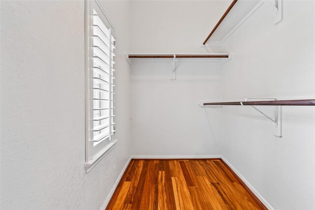 walk in closet featuring hardwood / wood-style flooring