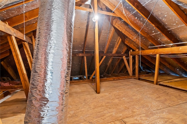 view of unfinished attic