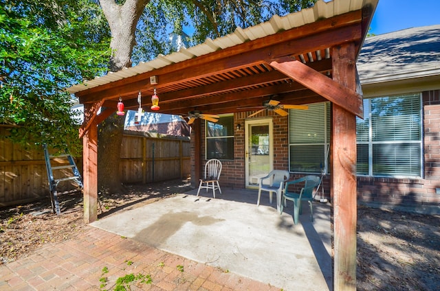 view of patio / terrace featuring ceiling fan