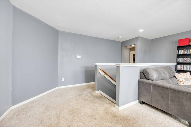 living room with light carpet