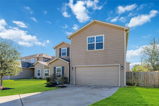 front of property featuring a garage and a front lawn