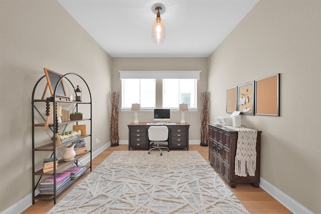 office space featuring light hardwood / wood-style floors