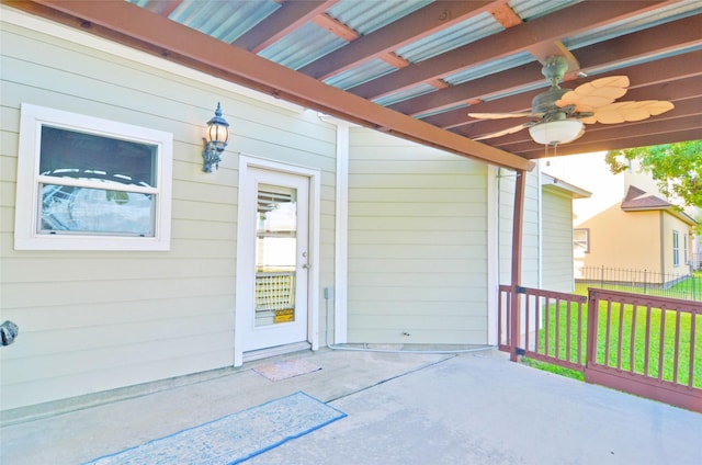 view of patio / terrace with ceiling fan