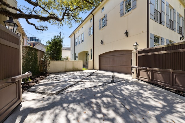 view of home's exterior with a garage