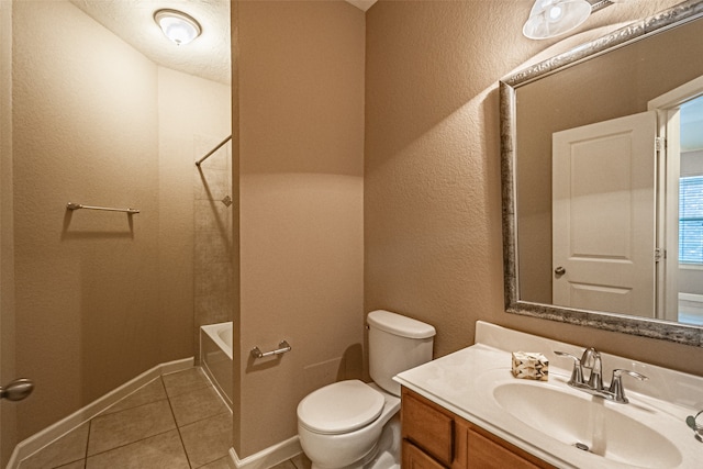 full bathroom featuring tile patterned flooring, vanity, toilet, and tub / shower combination