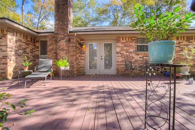 wooden deck with french doors