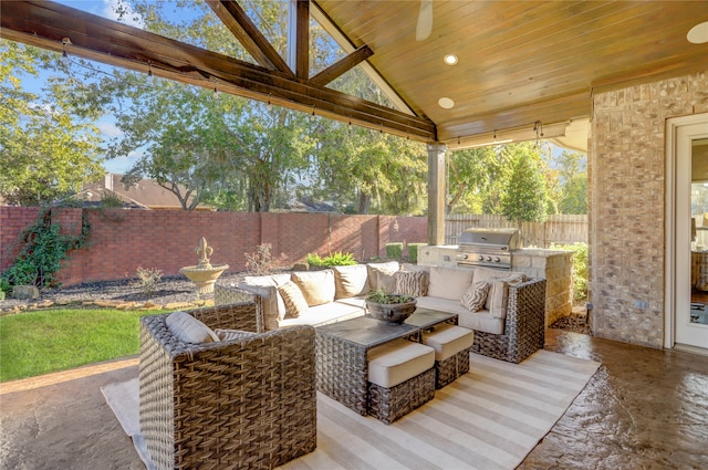 view of patio with grilling area, outdoor lounge area, and area for grilling