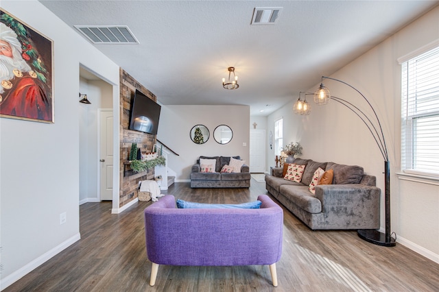 living room with hardwood / wood-style floors