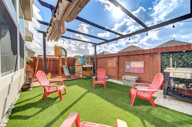 view of yard featuring a playground