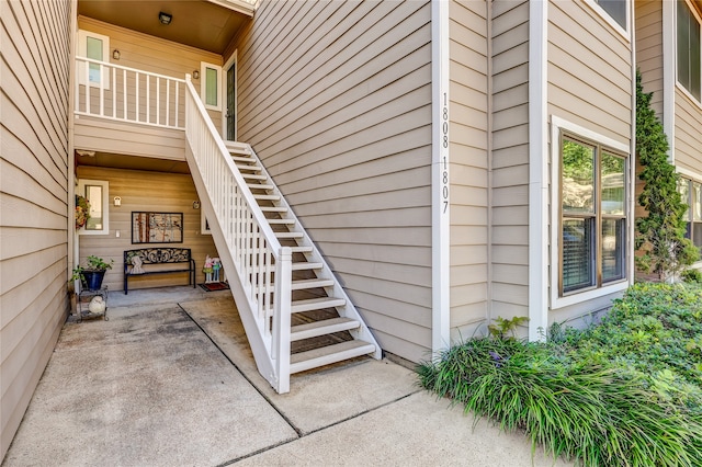 doorway to property featuring a patio area