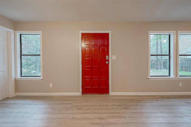 entryway with light hardwood / wood-style floors