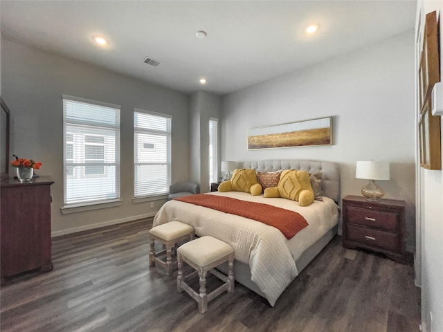 bedroom featuring dark wood-type flooring