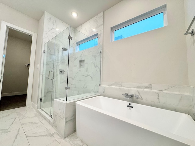 bathroom with independent shower and bath