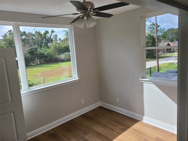 unfurnished room featuring plenty of natural light and wood-type flooring