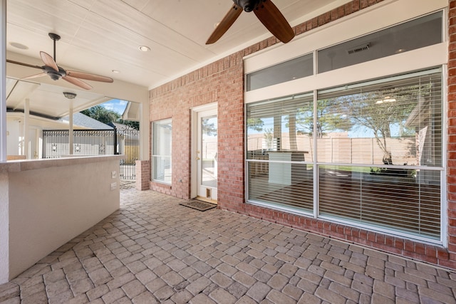 view of patio / terrace with ceiling fan