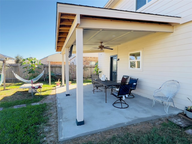 view of patio / terrace with ceiling fan