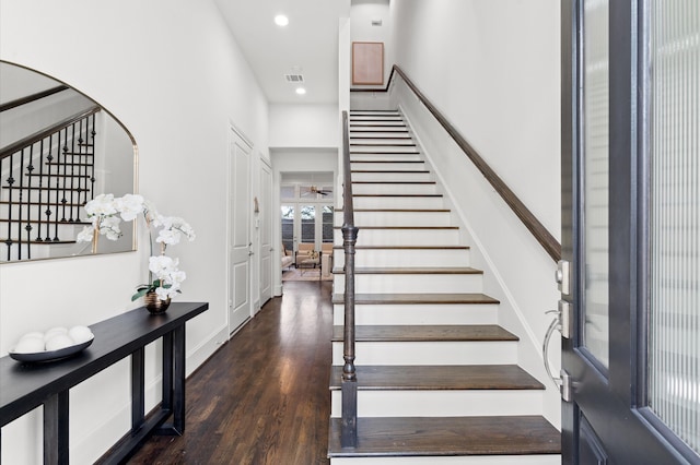 entrance foyer featuring dark wood-type flooring