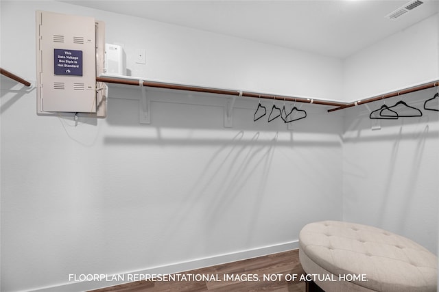 walk in closet featuring hardwood / wood-style flooring