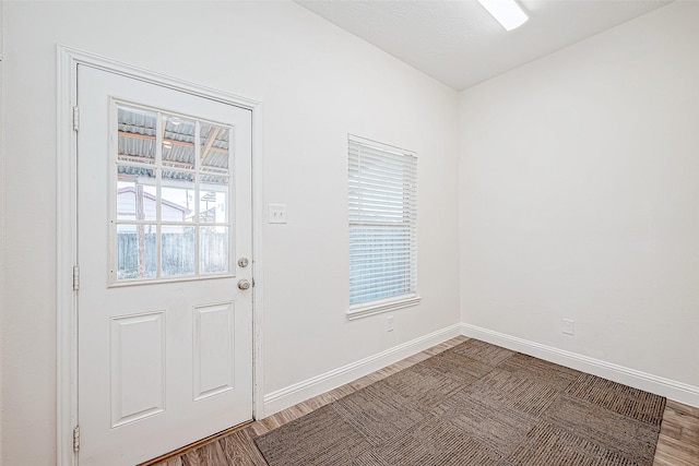 doorway with hardwood / wood-style floors