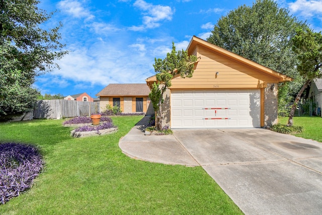 ranch-style home with a front lawn