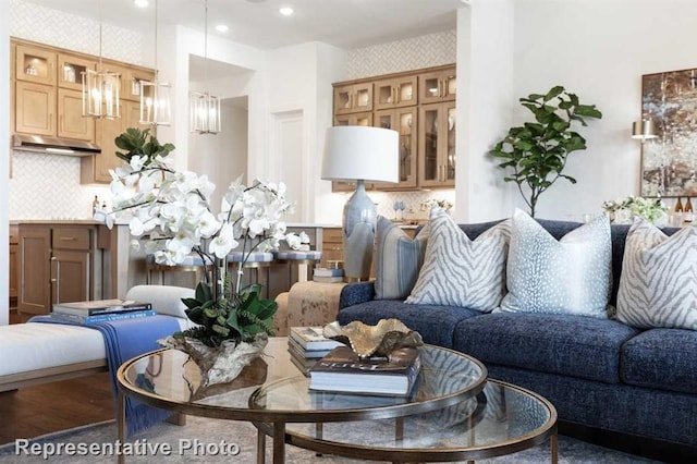 living room featuring hardwood / wood-style flooring