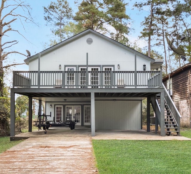 back of house with a deck