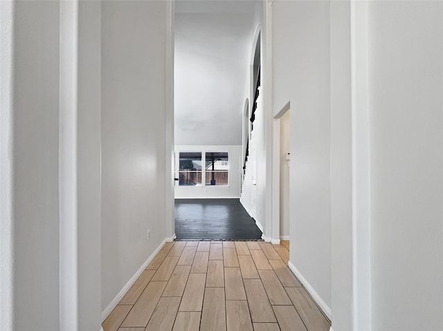 hallway featuring light wood-type flooring