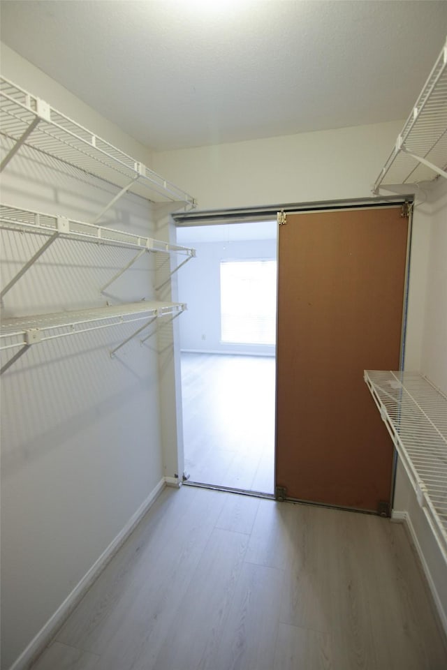 spacious closet with hardwood / wood-style floors